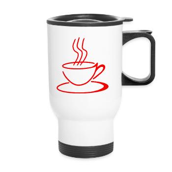 Café minimaliste et moderne - Tasse isotherme avec poignée - blanc - Devant