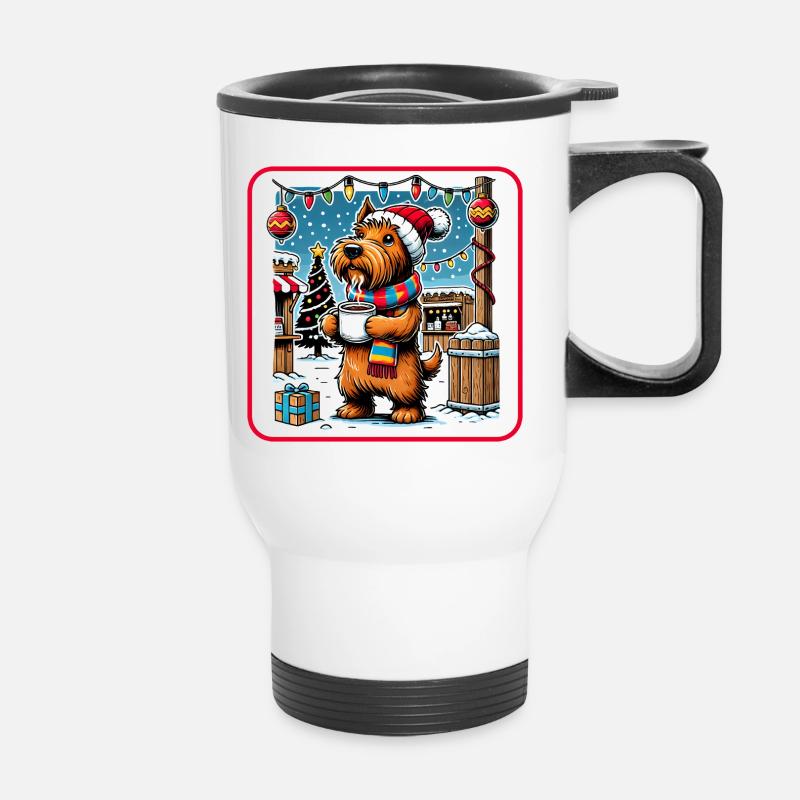 Weihnachtsmarkt Scottish Terrier - Thermobecher mit Tragegriff - Weiß