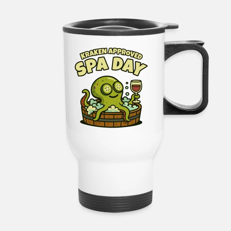 Kraken Spa-Tag - Thermobecher mit Tragegriff - Weiß