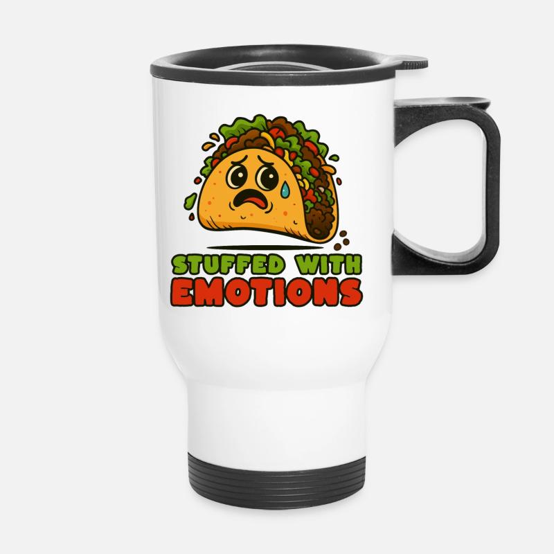 Tacos filled with emotion - Thermal mug with handle - white