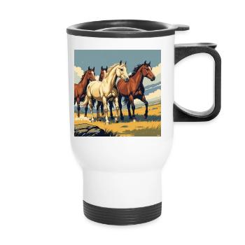 Quarter Horse Herd - Thermal mug with handle - white - Front