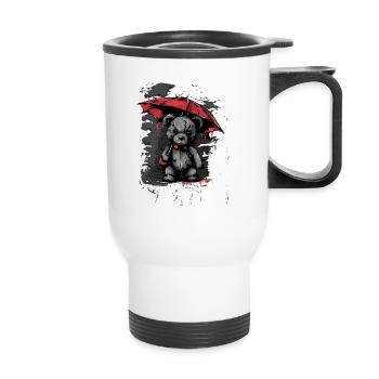 Ours en peluche mignon avec parapluie - Tasse isotherme avec poignée - blanc - Devant