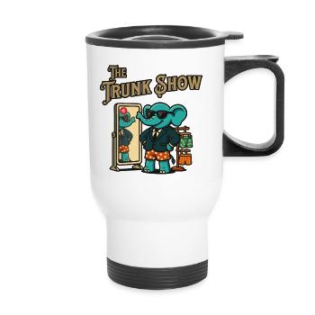 Trunk Show : Éléphant en smoking et maillot de bain - Tasse isotherme avec poignée - blanc - Devant
