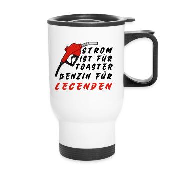 Benzin für Legenden - Thermobecher mit Tragegriff - Weiß - Vorne