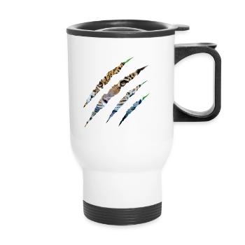 Wild Instinct – Tiger Eyes Through the Claw - Thermal mug with handle - white - Front