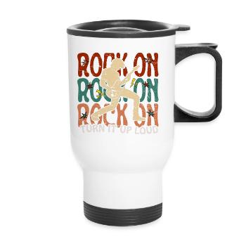 Rock On Electric Guitar Musician Stage Pose - Thermal mug with handle - white - Front