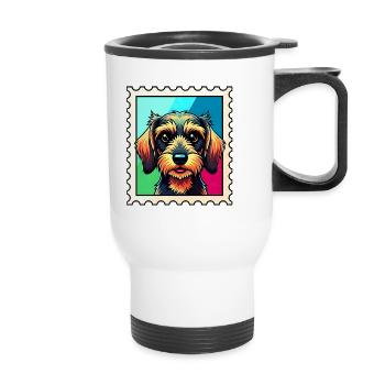 Portrait de chien coloré dans le style Pop Art - Tasse isotherme avec poignée - blanc - Devant