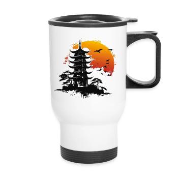 Pagoda Orange Japan - Thermal mug with handle - white - Front