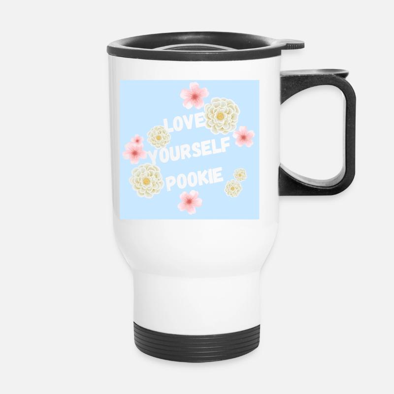 Liebe Dich Selbst Pookie Design - Thermobecher mit Tragegriff - Weiß