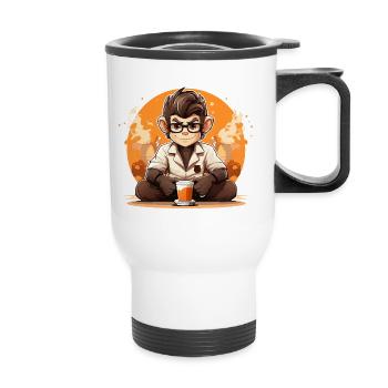 Primate Brew Barista Kaffeemischung - Thermobecher mit Tragegriff - Weiß - Vorne