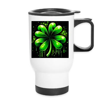 Four-leaf clover - Thermal mug with handle - white - Front
