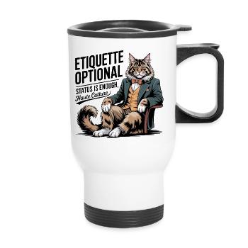 Etiquette Optional Fancy Cat - Thermal mug with handle - white - Front