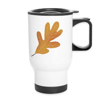 Herbst Eichenblatt Illustration - Thermobecher mit Tragegriff - Weiß - Vorne