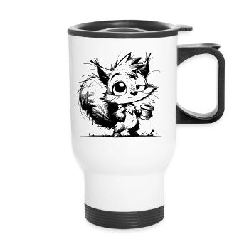 Coffee Energy replaces squirrel hibernation - Thermal mug with handle - white - Front