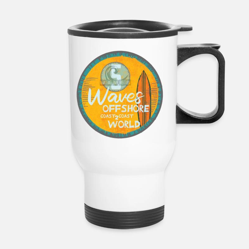 Vagues de surf conception offshore - Tasse isotherme avec poignée - blanc