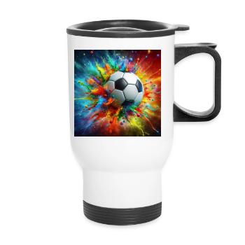 Soccer Art Splash Vibrant Design - Tasse isotherme avec poignée - blanc - Devant
