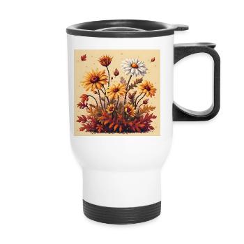 8-Bit Autumn Blooms - Thermobecher mit Tragegriff - Weiß - Vorne