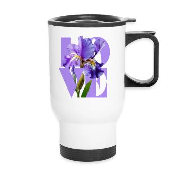 Élégant Iris Violet Design Floral - Tasse isotherme avec poignée - blanc - Devant