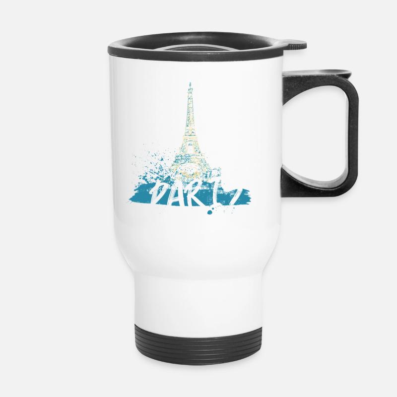 Paris Eiffel Tower with Calligraphy - Thermal mug with handle - white