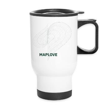 Geometric heart with map - Thermal mug with handle - white - Front