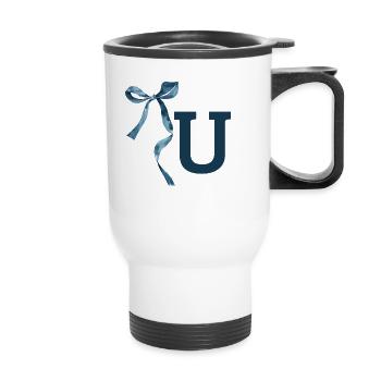 Monogram U Geschenkidee - Thermobecher mit Tragegriff - Weiß - Vorne