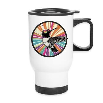 Colibri vibrant avec explosion de couleurs - Tasse isotherme avec poignée - blanc - Devant