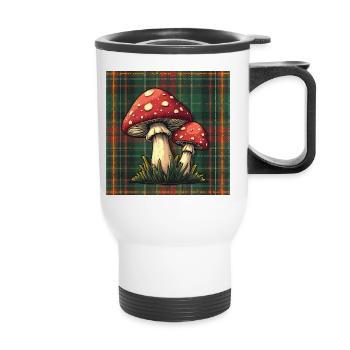 Plaid Mushroom Adventure - Thermobecher mit Tragegriff - Weiß - Vorne