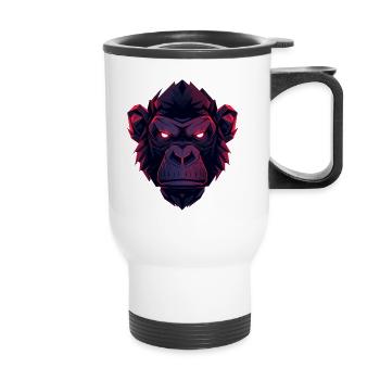 Neon Gorilla Head Art - Thermal mug with handle - white - Front