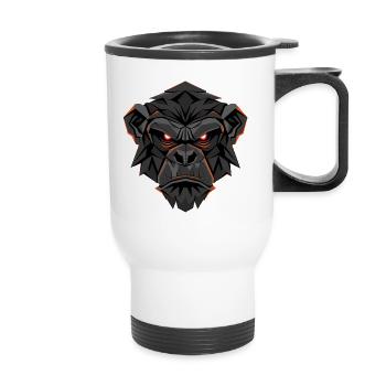 Neon Gorilla Lowpoly Face - Thermal mug with handle - white - Front