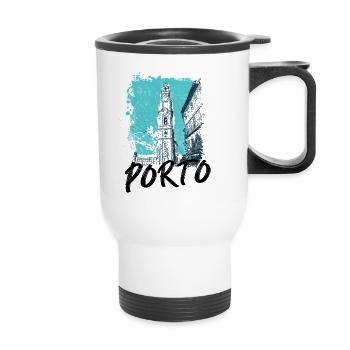 Tour of the Clérigos Porto art illustration - Thermal mug with handle - white - Front