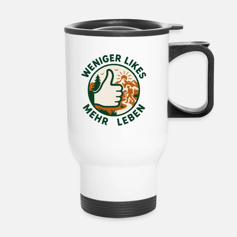 Moins de likes, plus de vies ! - Tasse isotherme avec poignée - blanc