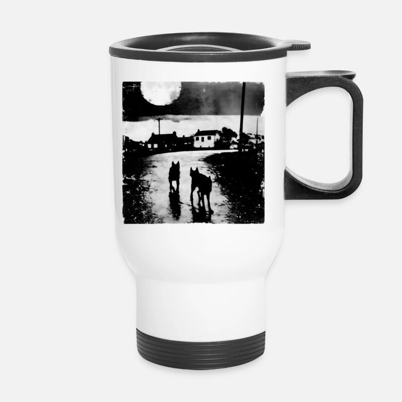 Nuit au clair de lune avec deux chiens - Tasse isotherme avec poignée - blanc