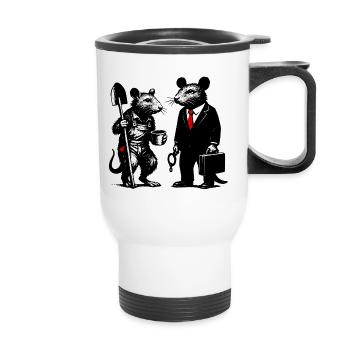 Worker Rat and Office Rat - Thermal mug with handle - white - Front