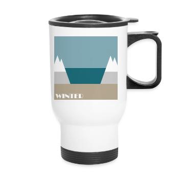 Winter - Thermobecher mit Tragegriff - Weiß - Vorne