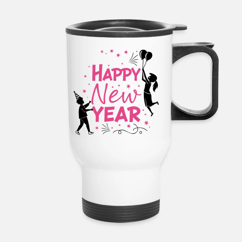 Happy New Year #15 - Thermal mug with handle - white
