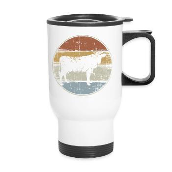 Vache Vintage - Tasse isotherme avec poignée - blanc - Devant