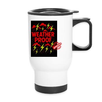 Wetterfestes Grafikdesign - Thermobecher mit Tragegriff - Weiß - Vorne