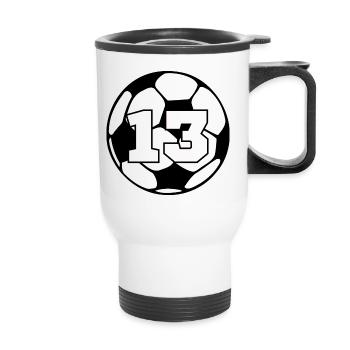 Number 13 Football - 13th Anniversary - Thermal mug with handle - white - Front