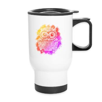 Zentangle Owl - Thermal mug with handle - white - Front