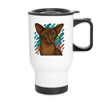 Orientalische Kurzhaarkatze Illustration - Thermobecher mit Tragegriff - Weiß - Vorne