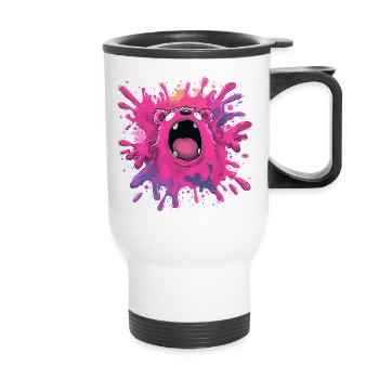 Farbexplosion Monster - Thermobecher mit Tragegriff - Weiß - Vorne