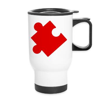 Pièce de puzzle rouge idée cadeau  - Tasse isotherme avec poignée - blanc - Devant