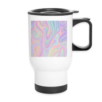 Irideszierende Abstrakte Liquid Pastel Muster - Thermobecher mit Tragegriff - Weiß - Vorne