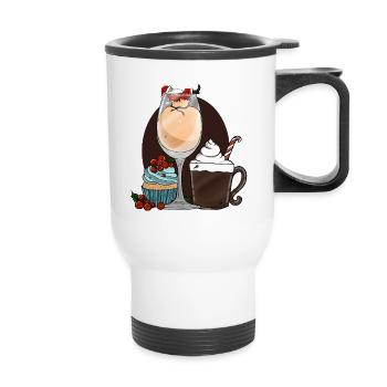 Festive dessert drinks with Santa Claus - Thermal mug with handle - white - Front