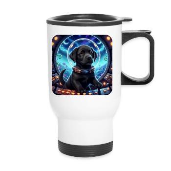 Cosmic Pup dans le cockpit spatial - Tasse isotherme avec poignée - blanc - Devant