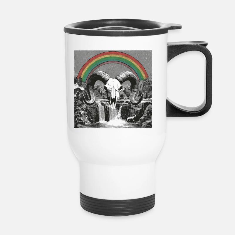 Rainbow Arch Over Night Silhouettes - Thermal mug with handle - white