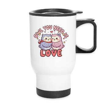 Owl Love: Cuddle Duo - Thermal mug with handle - white - Front