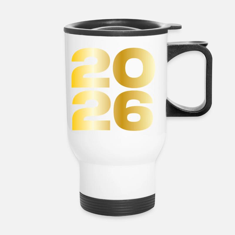 2026 Jahrgang Geschenk Gold - Thermobecher mit Tragegriff - Weiß