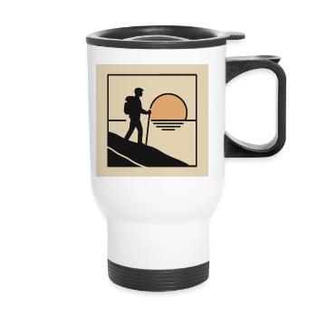 Hikers on the Way – Sunset & Adventure - Thermal mug with handle - white - Front