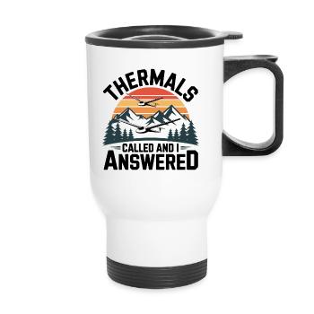 Glider thermals call, I answer – gliding - Thermal mug with handle - white - Front